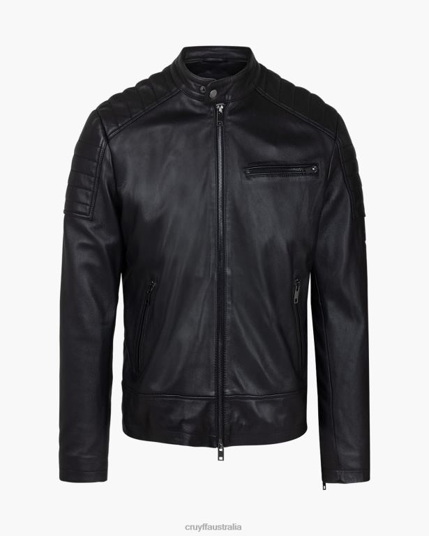 Cristobal Leather Biker Jacket Cruyff Men Black R2H8T690 Jacket