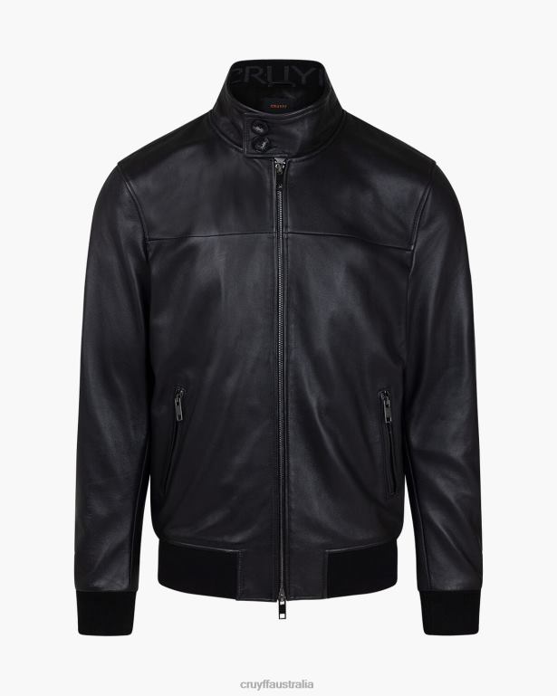 Dante Leather Harrington Jacket Cruyff Men Black R2H8T684 Jacket