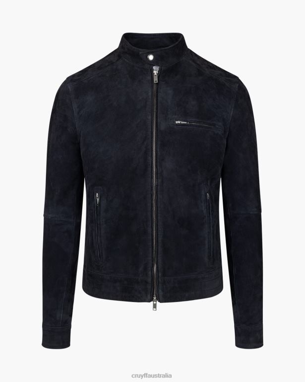 Esteban Suede Biker Jacket Cruyff Men Navy R2H8T707 Jacket